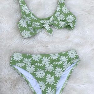 Daisy Bikini Floral Knot Front High Waisted Bikini Swimsuit Sz. Small